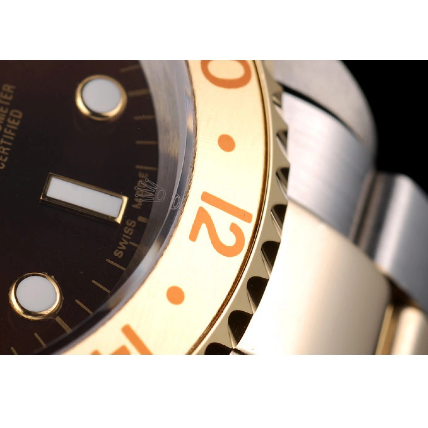 Best AAA Replica Sites Ceramic Rolex II Brown Colored Dial Master GMT Bezel Watch Gold 0818
